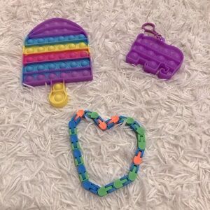 Popsicle Elephant Fidget popper keychain clip and fidget links toy bundle